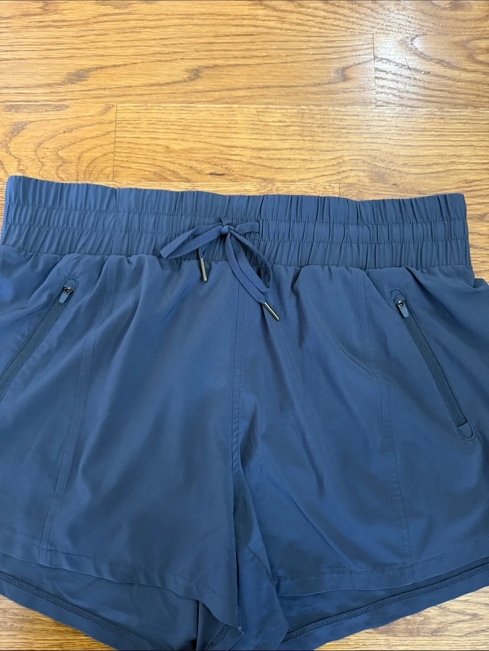 All In Motion Athletic Running Shorts Women’s Large Navy Blue Zip Pocket - Picture 4 of 6